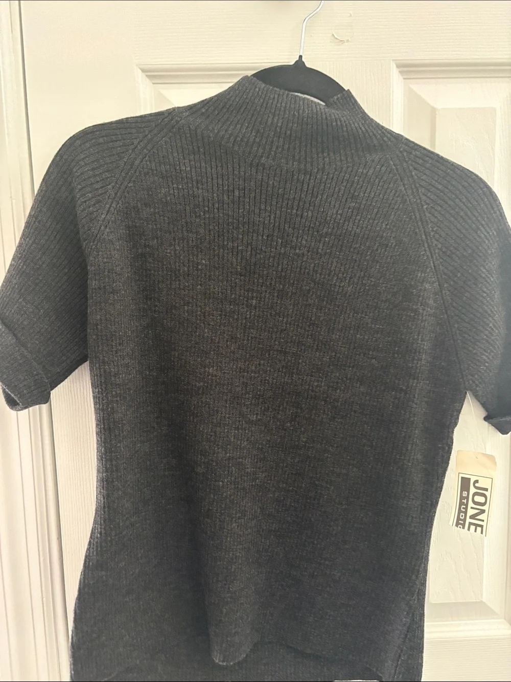 Jones Studio Charcoal Ribbed Knit Top - Picture 1 of 5